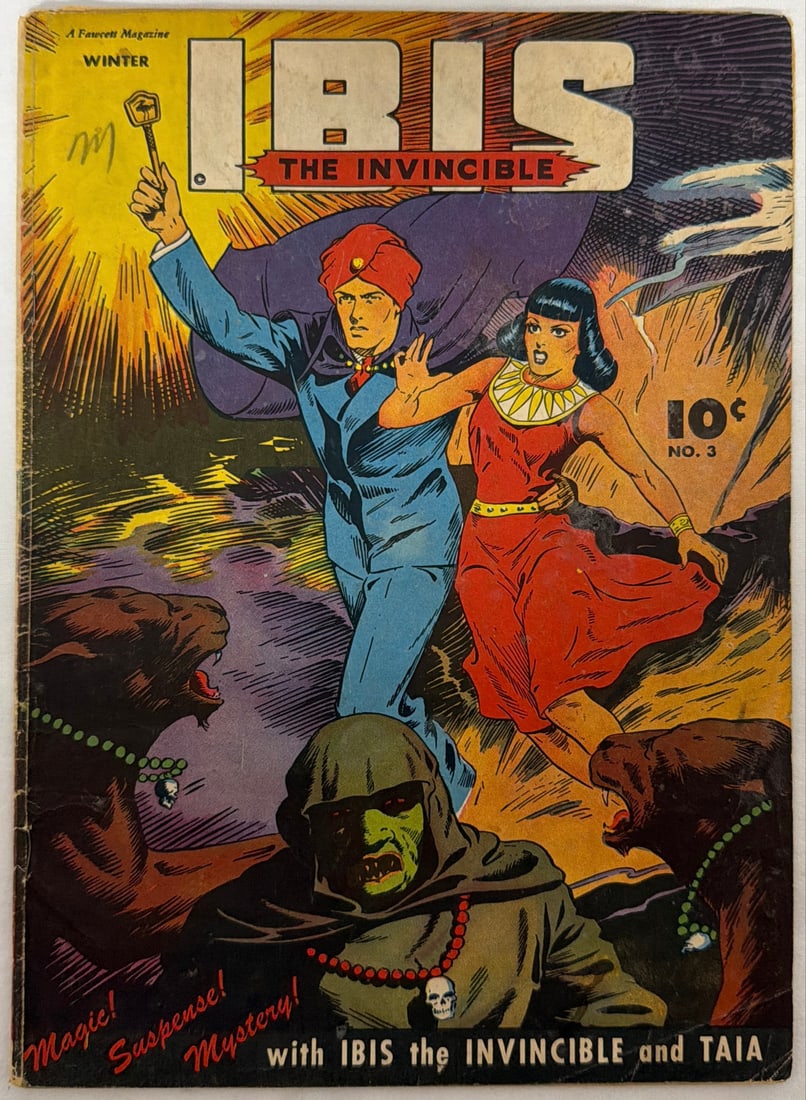 Ibis the Invincible 3 Fawcett Comic Book: 1945, please preview and see all photos for condition