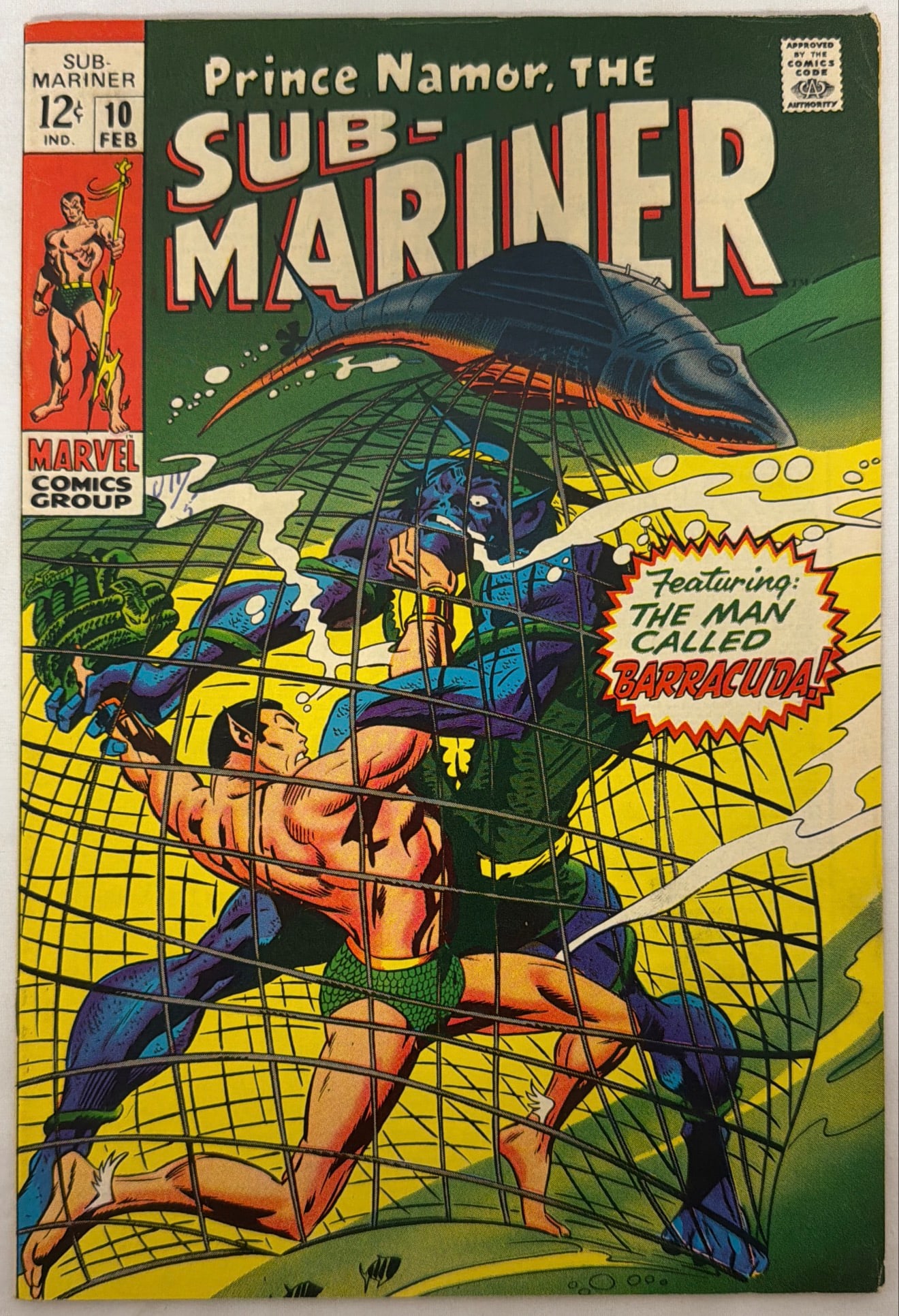 Submariner 10 Marvel Comic Book: 1969, please preview and see all photos for condition