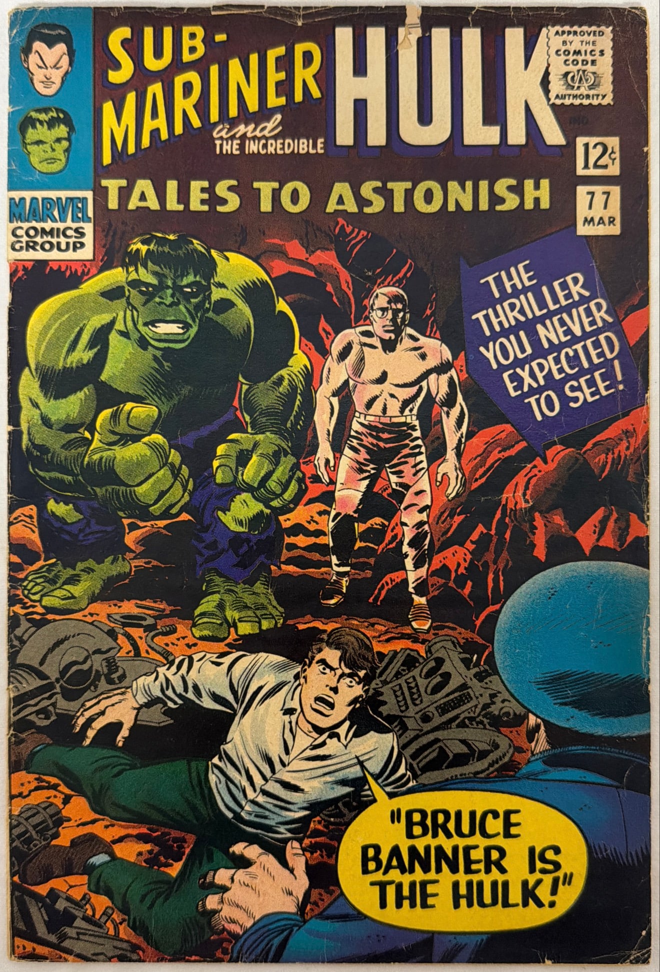 Tales to Astonish 77 Marvel Hulk Submariner Comic Book: 1966, please preview and see all photos for condition