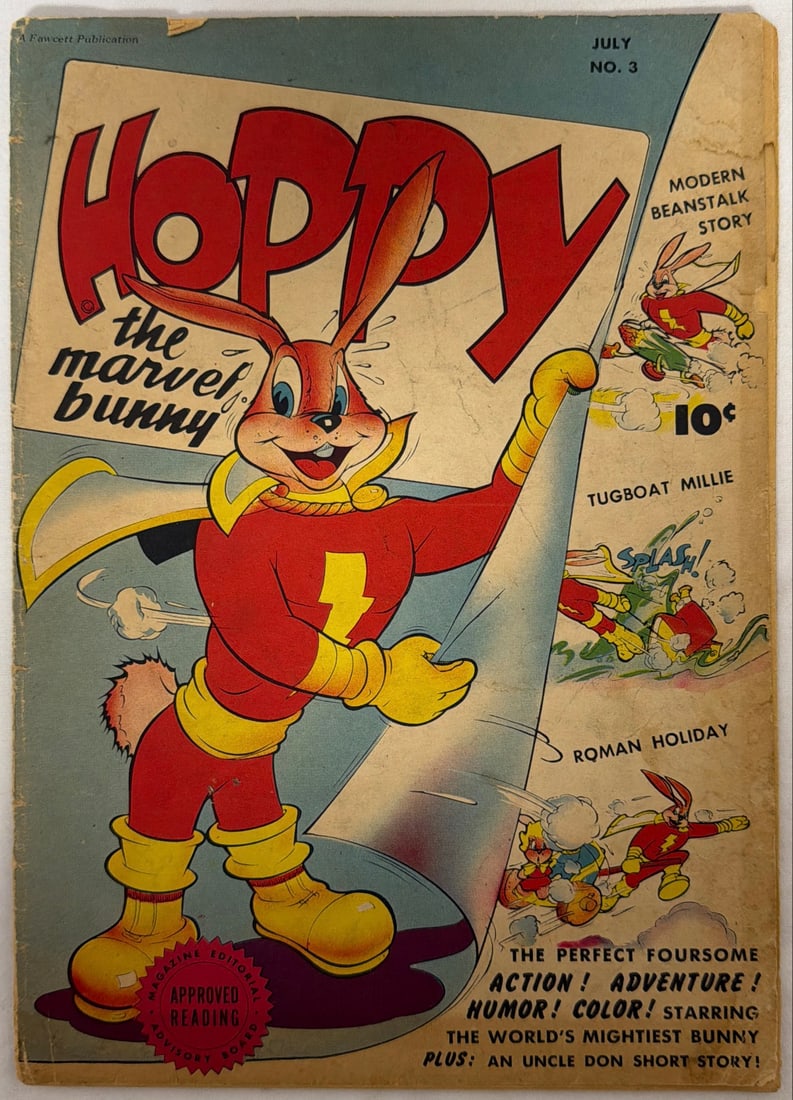 Hoppy the Marvel Bunny 3 Fawcett Comic Book: 1946, please preview and see all photos for condition