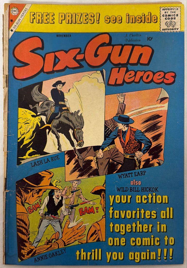 Six-Gun Heroes 54 Charlton Western Comic Book: 1959, cover split, please preview and see all photos for condition