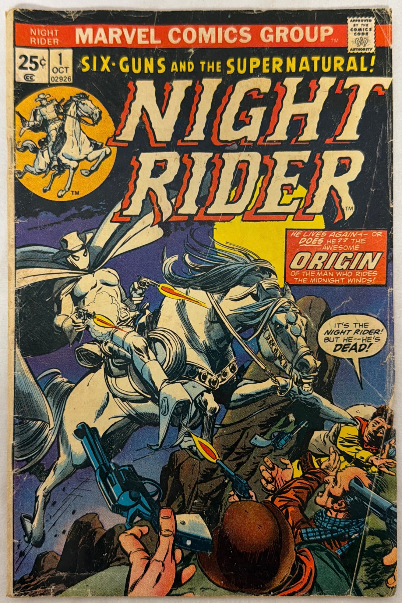 Night Rider 1 Marvel Comic Book: 1975, please preview and see all photos for condition