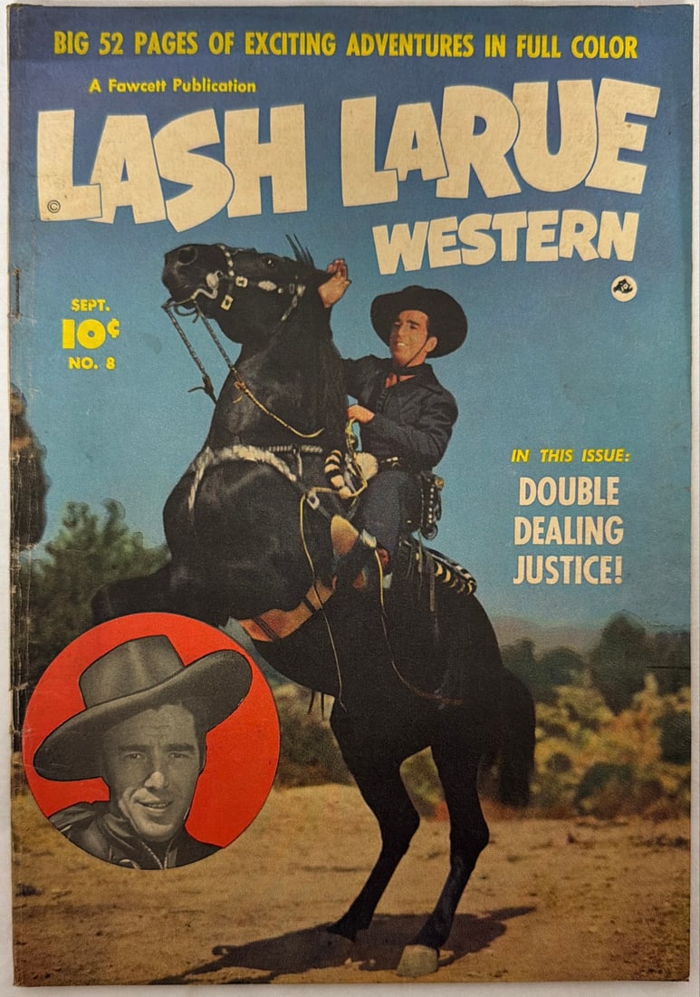 Lash Larue Western 8 Fawcett Comic Book: 1950, please preview and see all photos for condition