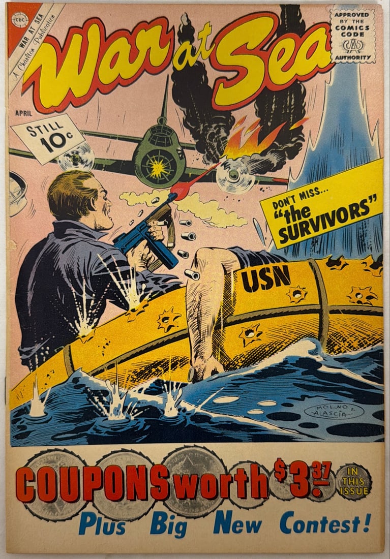 War at Sea 41 Charlton Comic Book: 1961, please preview and see all photos for condition