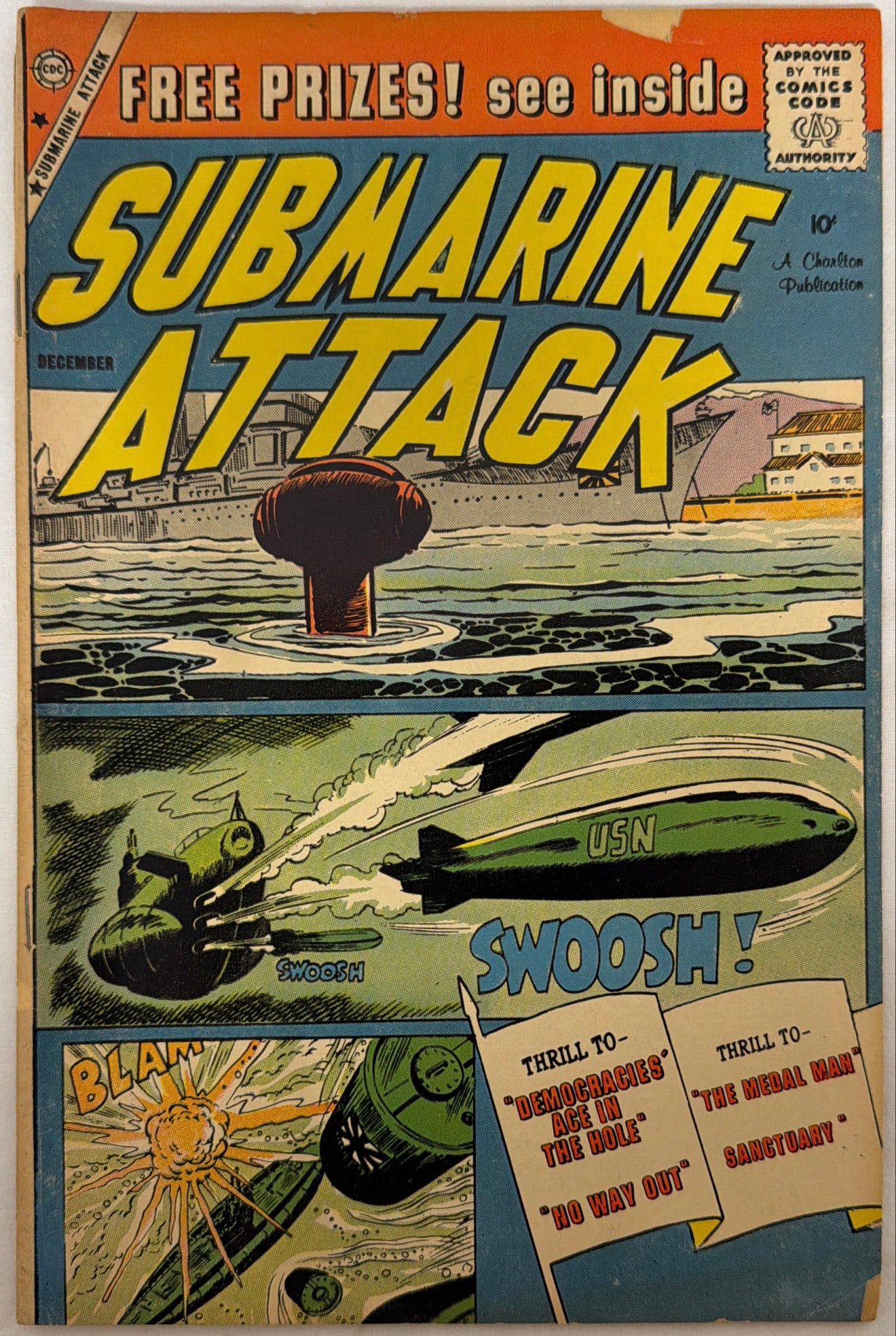 Submarine Attack 19 Charlton Comic Book: 1959, please preview and see all photos for condition