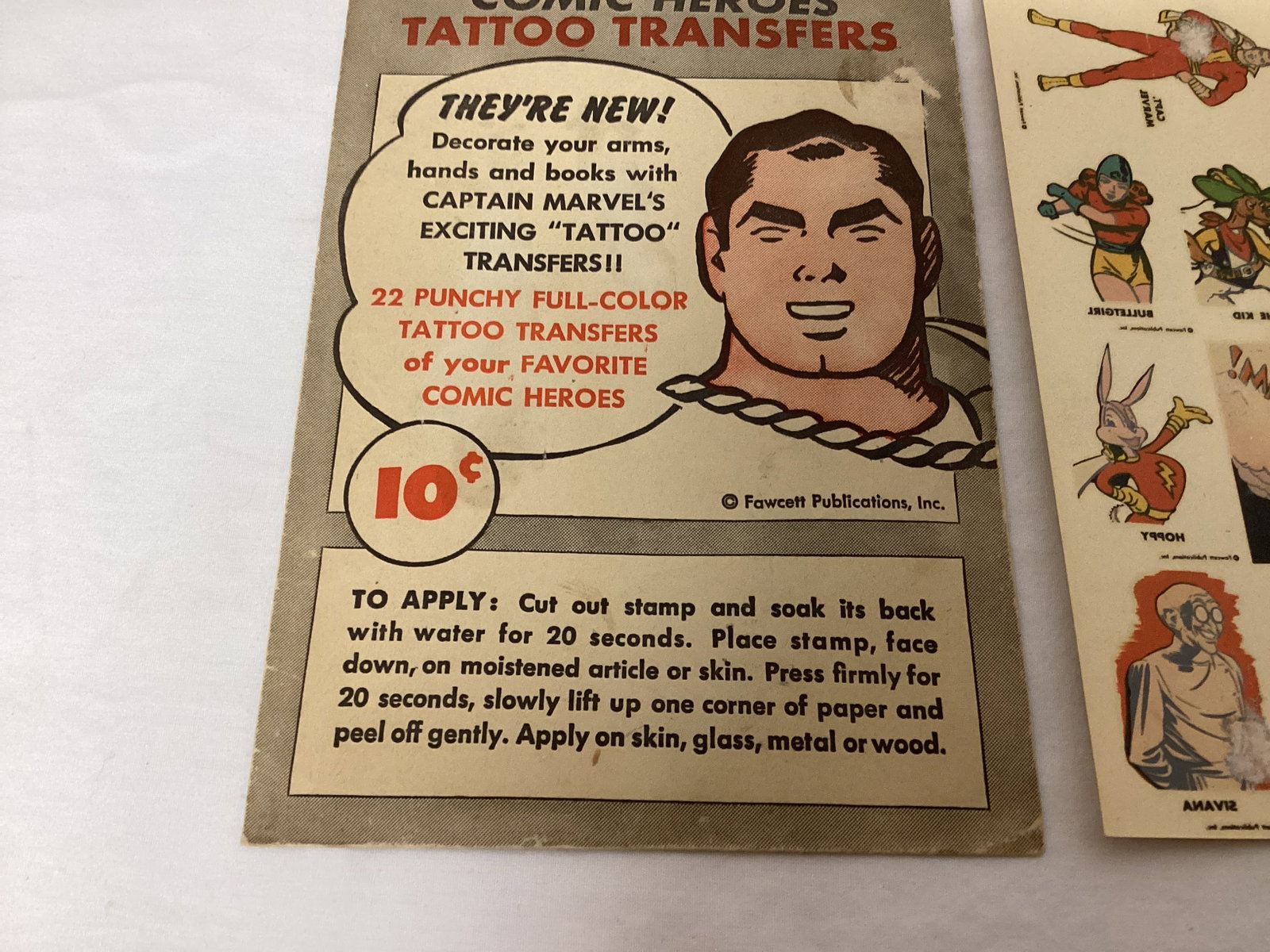 Fawcett Captain Marvel Tattoo Transfers Pack 1 - 3