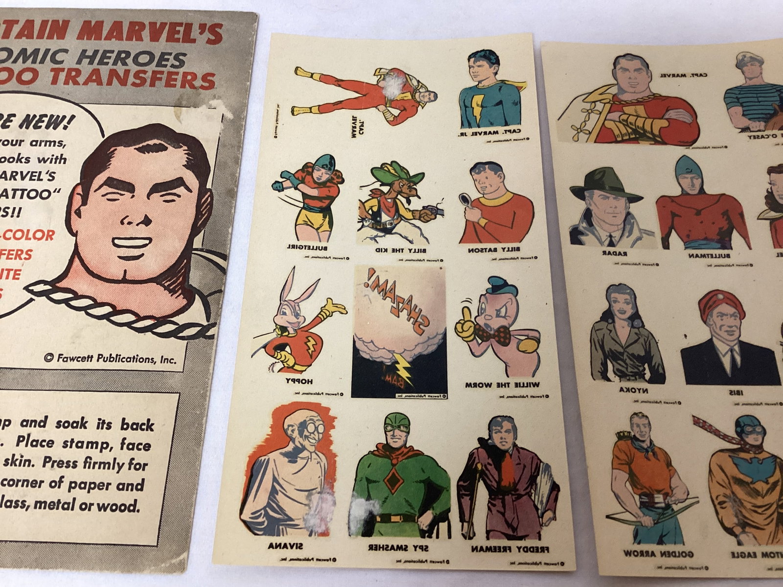 Fawcett Captain Marvel Tattoo Transfers Pack 1 - 4