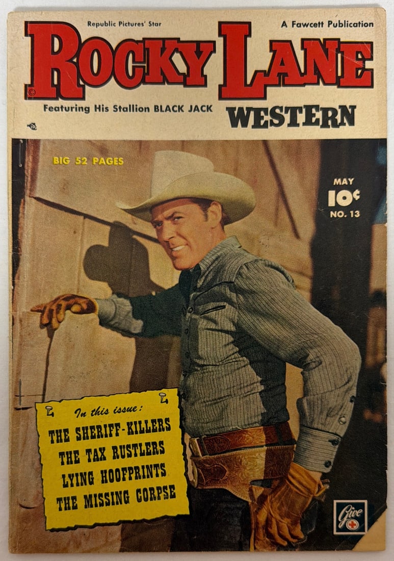 Rocky Lane Western 13 Fawcett Comic Book: 1950, please preview and see all photos for condition