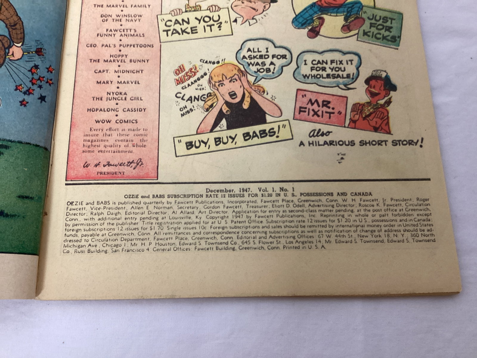 Ozzie and Babs 1 Fawcett Comic Book - 7