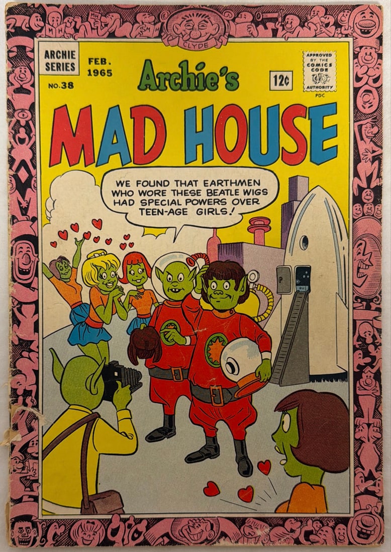 Archie's Mad House 38 Comic Book: 1965, cover detached at bottom staple, please preview and see all photos for condition