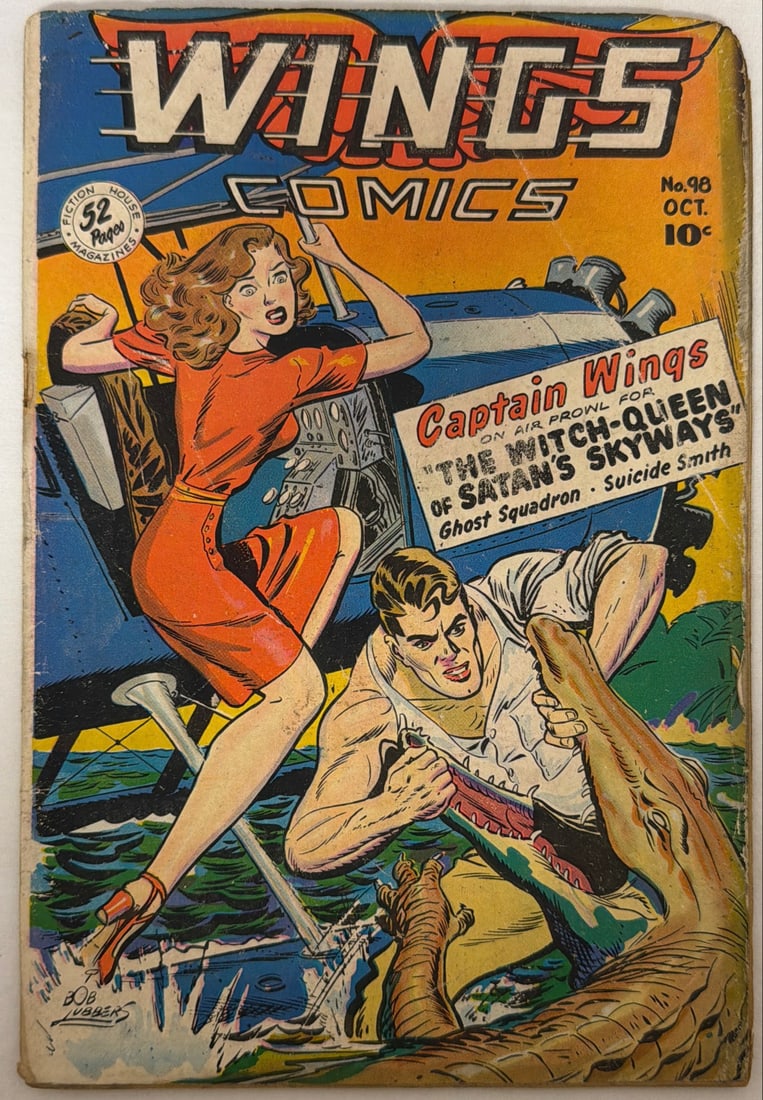Wings Comics 89 Fiction House Comic Book: cover detached, 1948, please preview and see all photos for condition