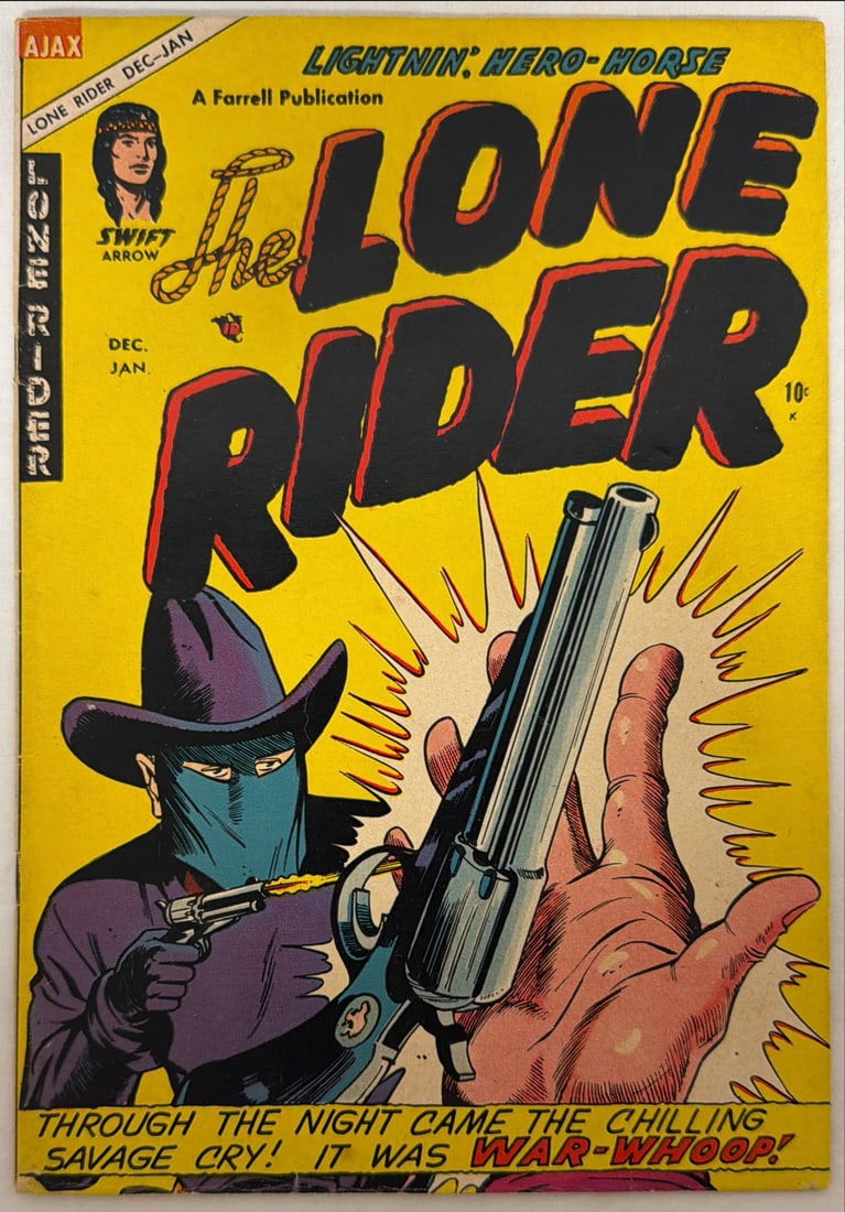 The Lone Rider 23 Ajax Farrell Comic Book: 1955, please preview and see all photos for condition