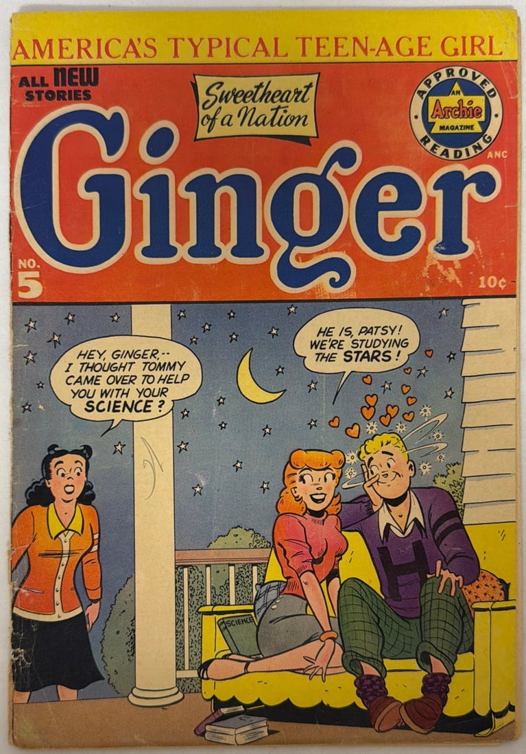 Ginger 5 Archie Comic Book: 1952, cover detached, please preview and see all photos for condition