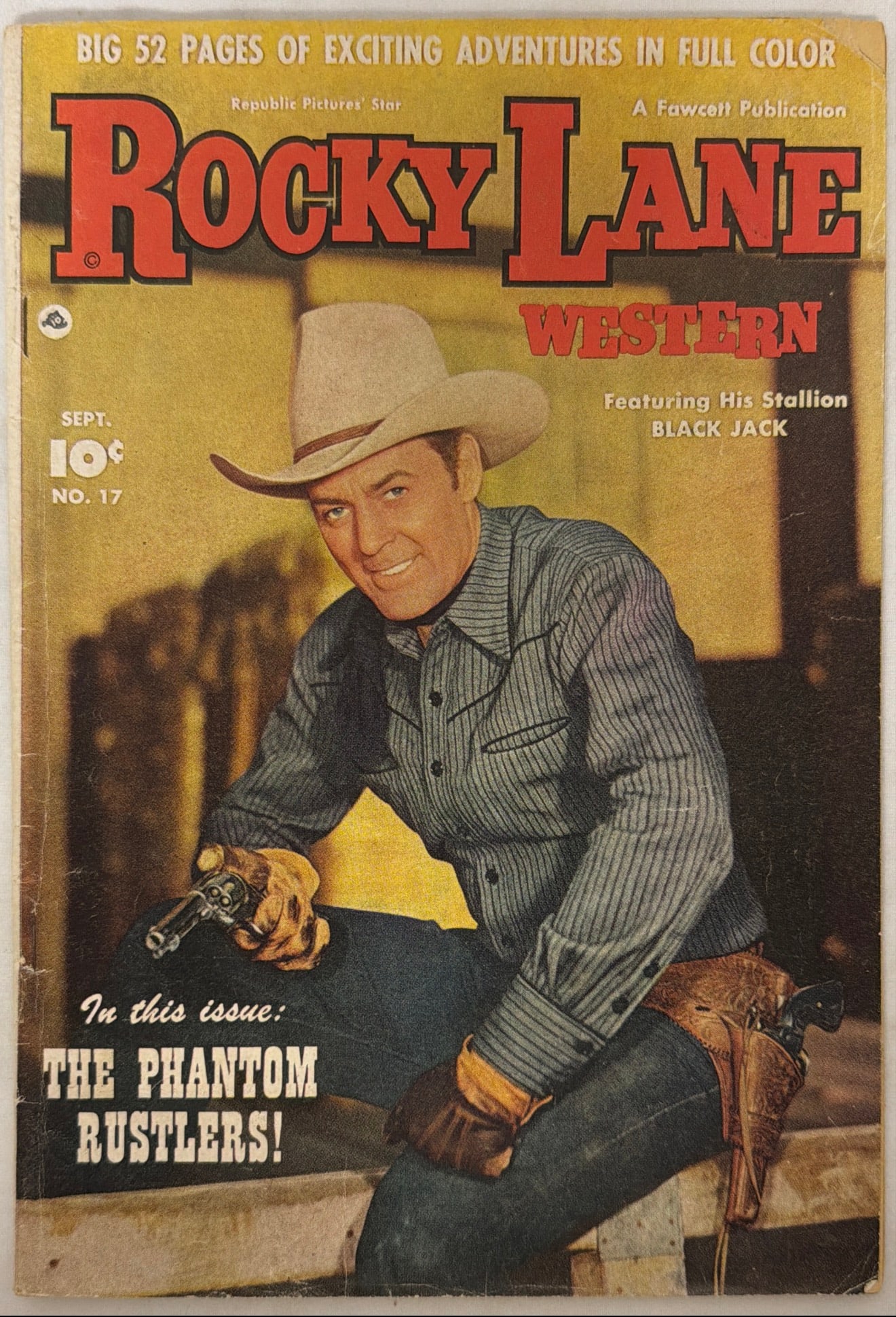 Rocky Lane Western 17 Fawcett Comic Book: 1950, please preview and see all photos for condition