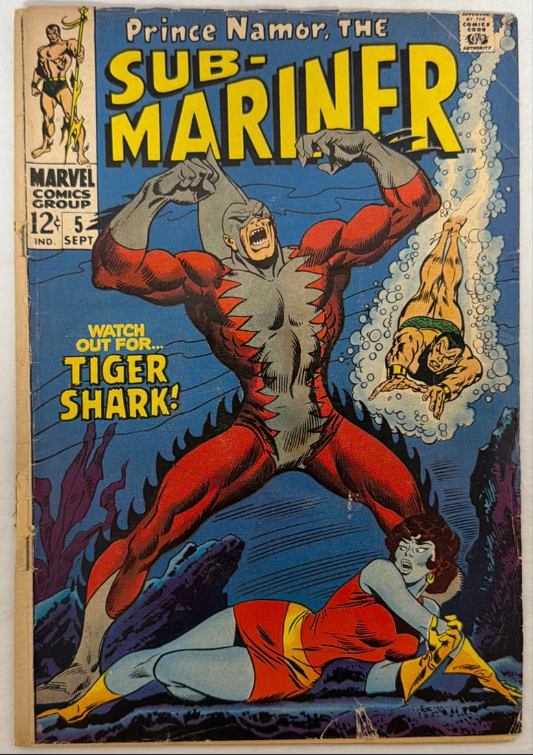 Submariner 5 Marvel Comic Book: 1968, please preview and see all photos for condition