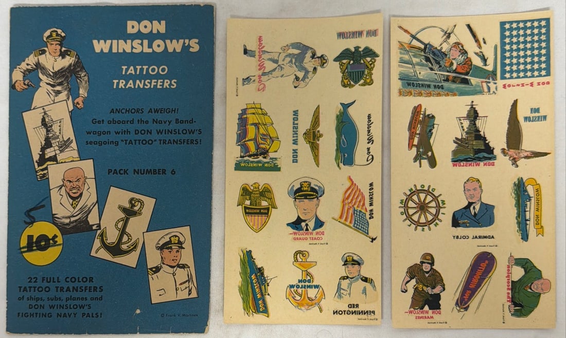 Fawcett Don Winslow Tattoo Transfers Pack 6: please preview and see all photos for condition