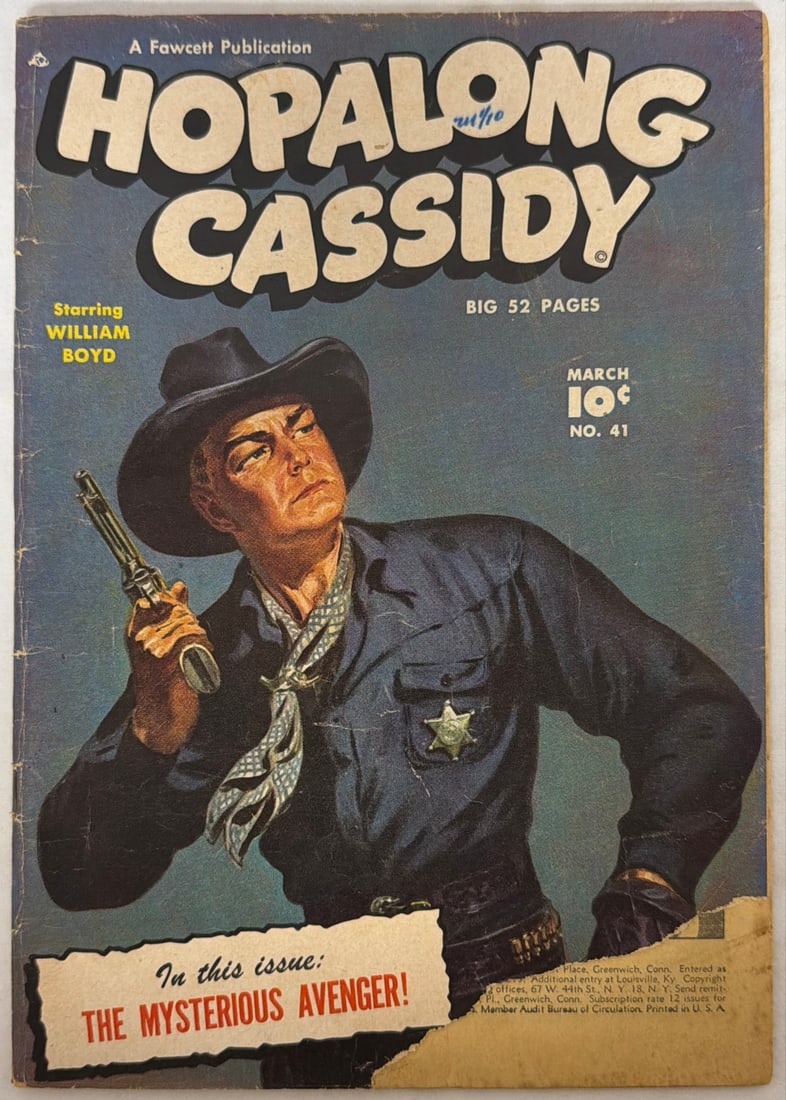 Hopalong Cassidy 41 Fawcett Comic Book: 1950, please preview and see all photos for condition