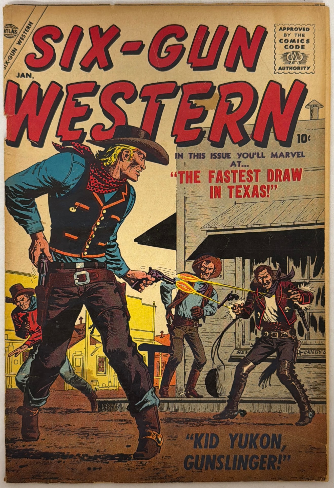 Six Gun Western 1 Atlas Comic Book: 1957, please preview and see all photos for condition