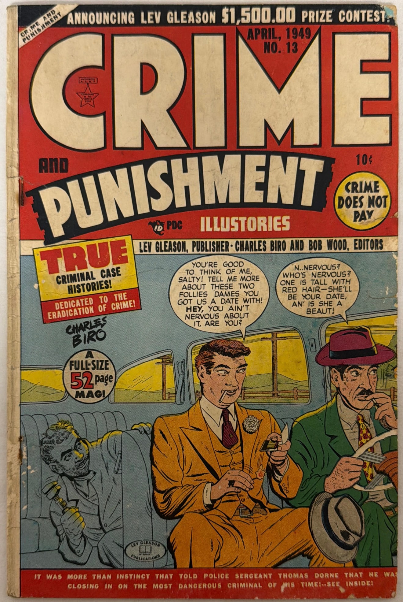 Crime and Punishment Illustories 13 Lev Gleason Comic Book: 1949, cover detached, please preview and see all photos for condition