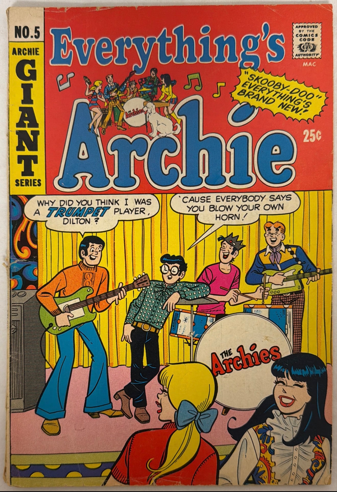Everything's Archie 5 Comic Book: 1969, first page not stapled at bottom, please preview and see all photos for condition