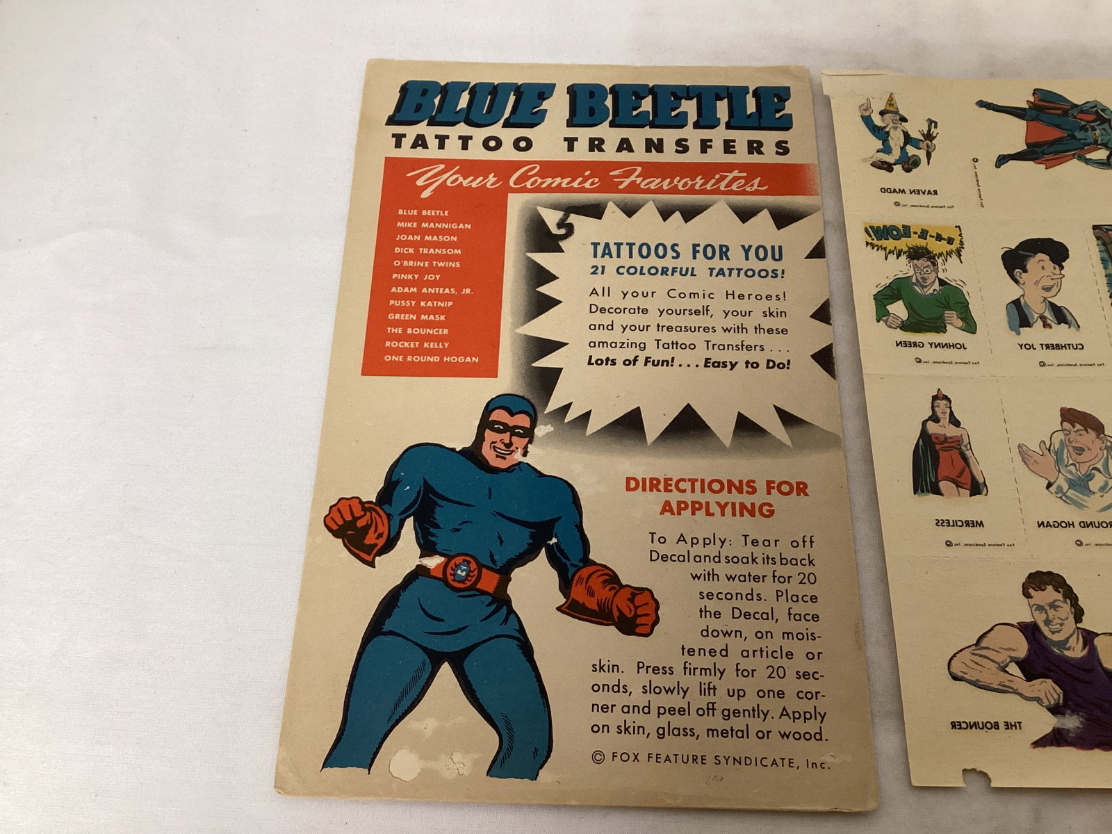 Blue Beetle Fox Tattoo Transfers - 2