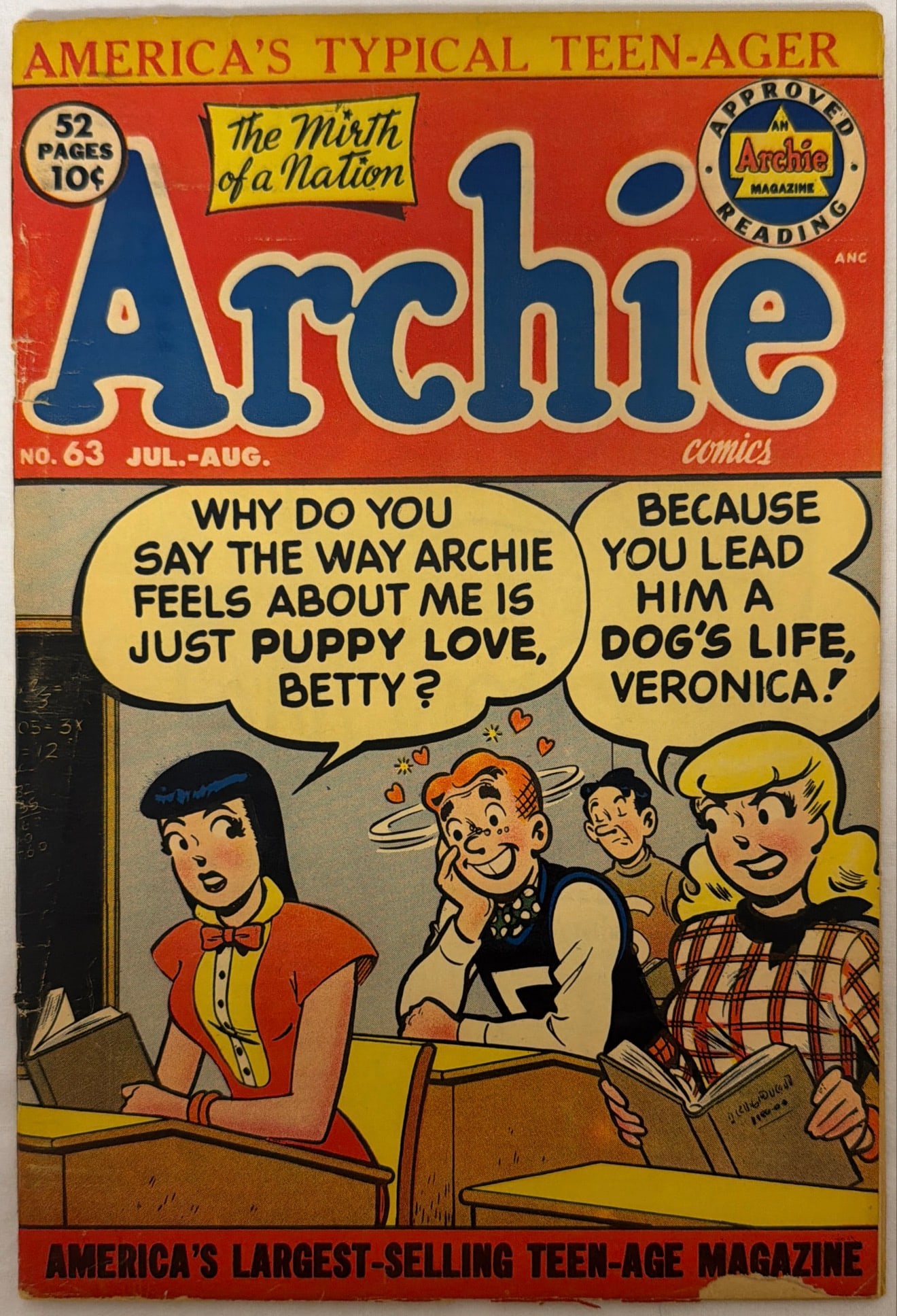 Archie 63 Comic Book: 1953, please preview and see all photos for condition