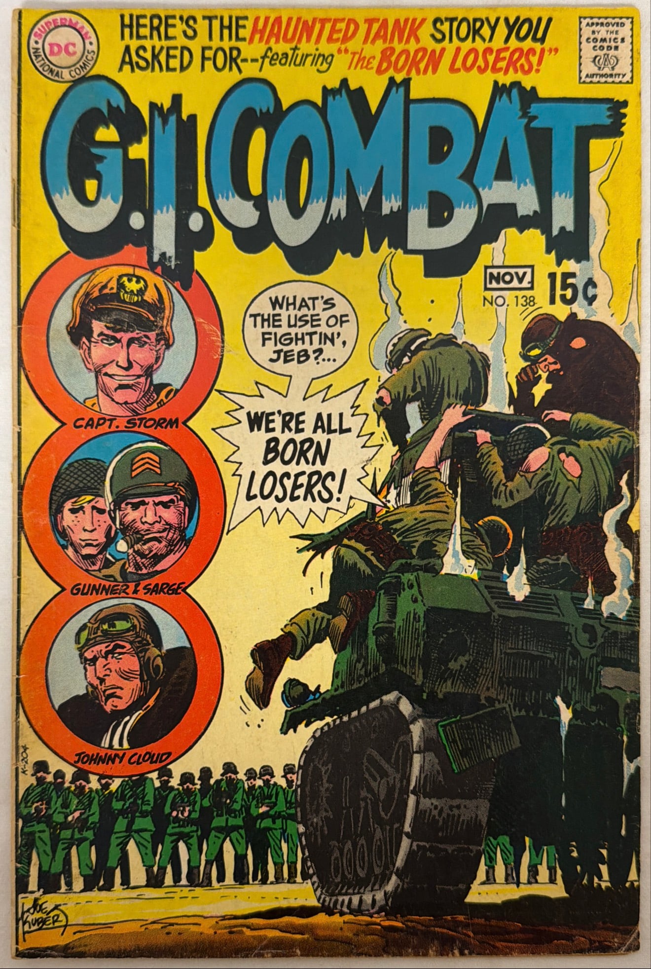 GI Combat 138 DC Comic Book: 1st team appearance of the Losers, 1969, please preview and see all photos for condition