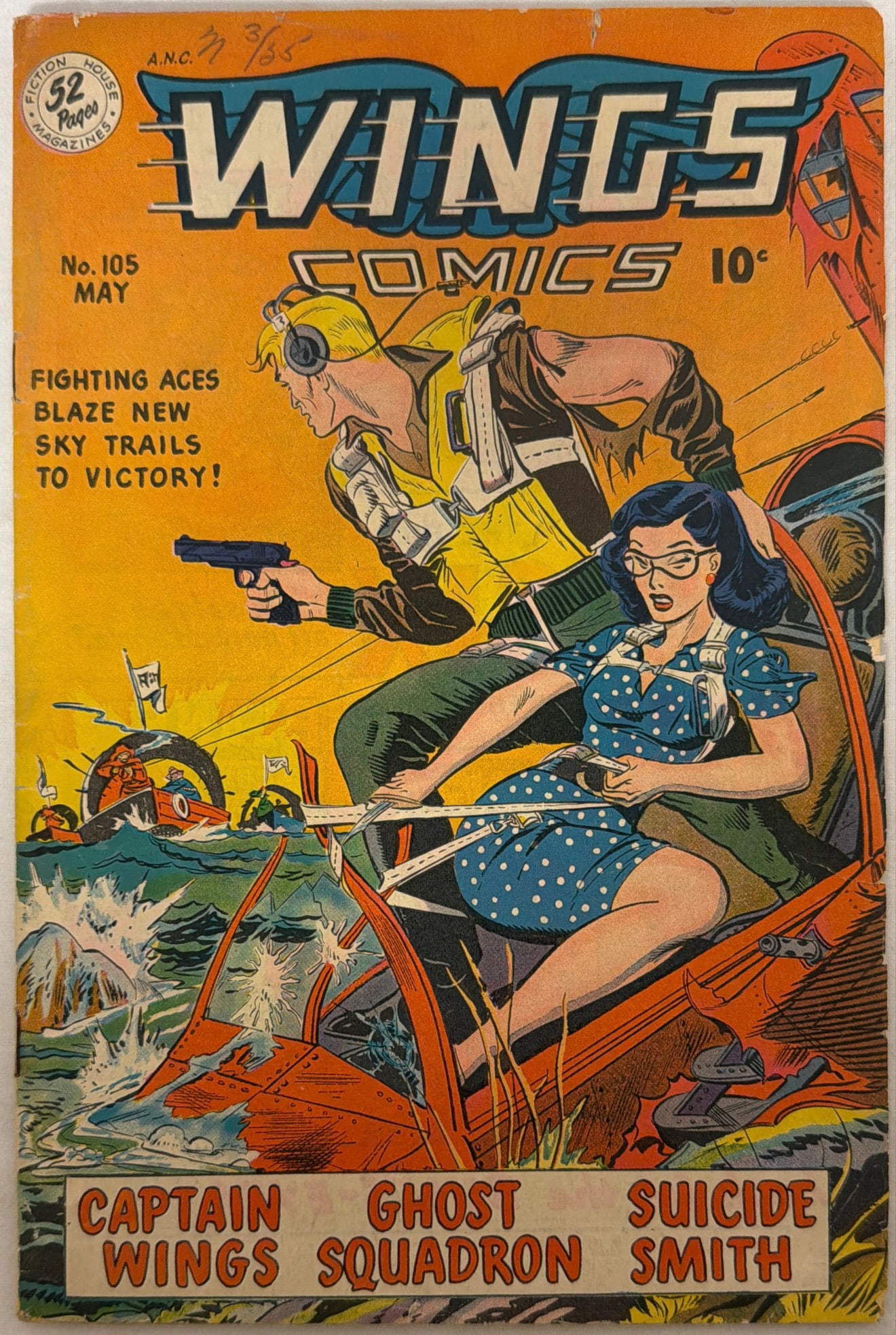 Wings Comics 105 Fiction House Comic Book: 1949, please preview and see all photos for condition
