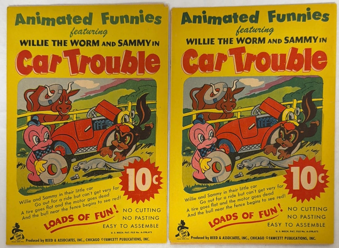Two Animated Funnies Car Trouble Fawcett Toys: please preview and see all photos for condition