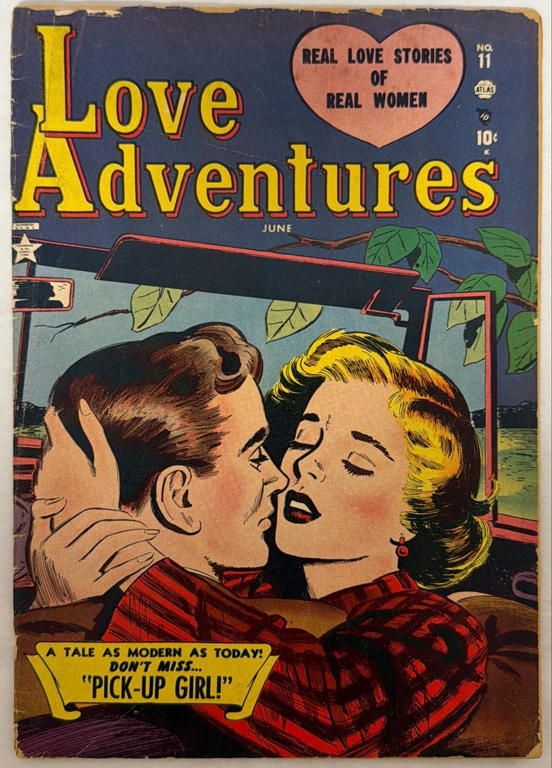 Love Adventures 11 Atlas Comic Book: 1952, cover detached and split, please preview and see all photos for condition