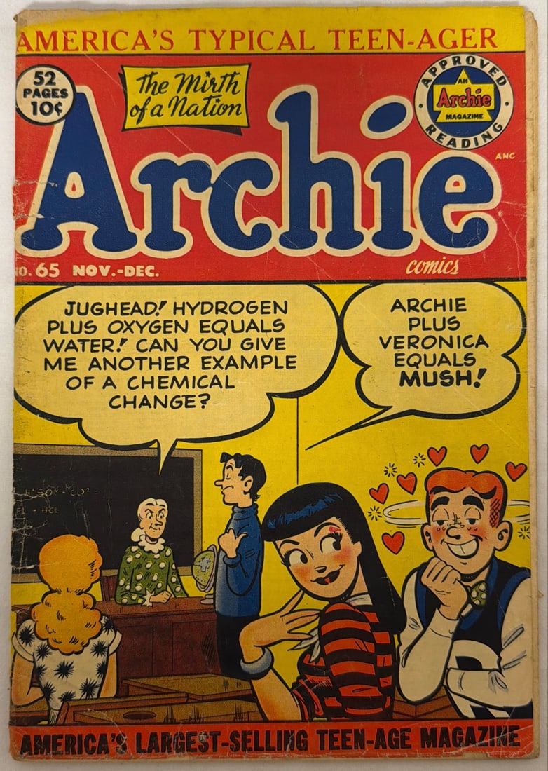 Archie 65 Comic Book: 1953, cover detached, please preview and see all photos for condition