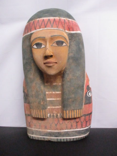 The Enigmatic Sarcophagus Mask of Late Egypt 31 BC: "Enjoy FREE shipping on all items in this auction!"The Enigmatic Sarcophagus Mask of Late Ptolemaic Egypt (31 BC).The sarcophagus mask from 31 BC reflects the synthesis of Greek and Egyptian art and c