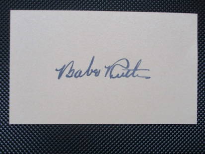 Babe Ruth Signed Card Stock 1930's Index Card: "Enjoy FREE shipping on all items in this auction!"Babe Ruth Signed Card Stock 1930's Index CardBabe Ruth Signed 1930s Index Card – Bold Vintage Signature of The Sultan of Swat with COAOffered here