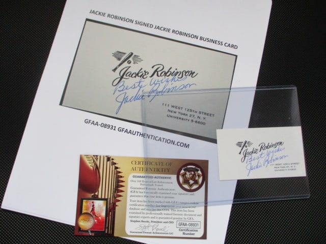 Jackie Robinson Signed Business Card (1 of 3)