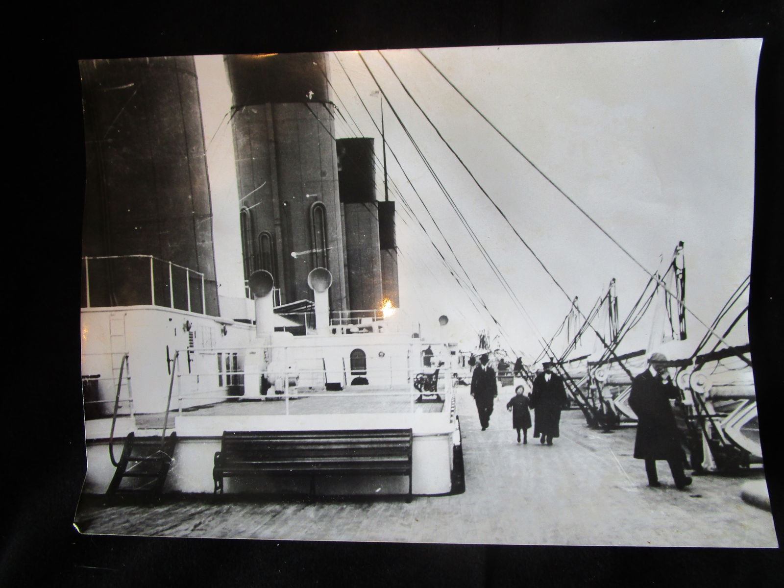 Rare RMS Titanic Original 1912 Brown Brothers Photo of Passengers on Deck Near Lifeboats – (1 of 2)