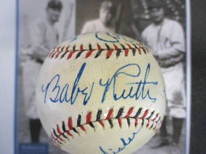 Babe Ruth, Lou Gehrig, Jimmie Foxx, Rogers Hornsby, Hack Wilson Signed ONL Baseball: "Enjoy FREE shipping on all items in this auction!"Babe Ruth, Lou Gehrig, Jimmie Foxx, Rogers Hornsby, Hack Wilson Signed ONL Baseball.Baseball Immortals: Ruth, Gehrig, Foxx, Hornsby & Wilson Signed O