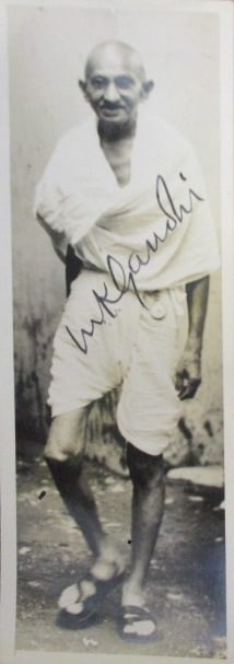 Mahatma Gandhi Signed Photograph – 6” x 2” with Certificate of Authenticity (1 of 1)