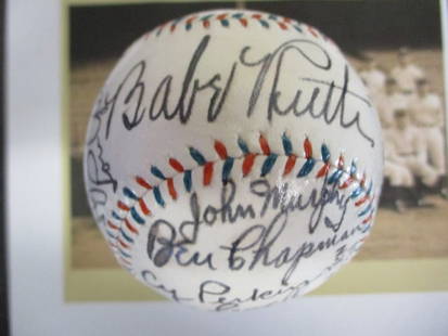 1932 New York Yankees Team Signed Period Official League Baseball: "Enjoy FREE shipping on all items in this auction!"1932 New York Yankees Team Signed Period Official League Baseball.1932 New York Yankees Team-Signed Official American League Baseball with COA – Ru