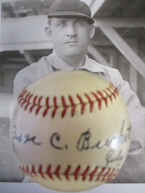 Jesse C Burkett Single Signed 1951 OAL Baseball William Harridge President (1 of 3)