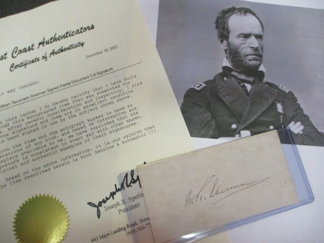 William Tecumseh Sherman Signed Partial Document Cut Signature with Certificate (1 of 1)