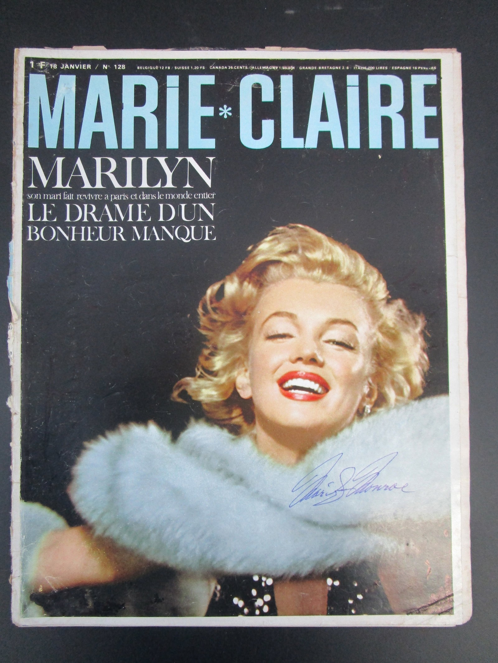 Marilyn Monroe Signed Marie Claire Magazine Cover – With Certificate (1 of 2)