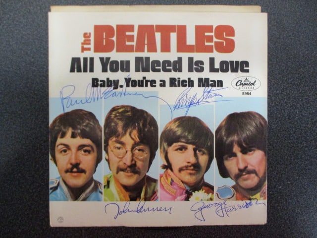 The Beatles Signed “All You Need Is Love” 45 RPM Record Cover with Certificate of (1 of 3)