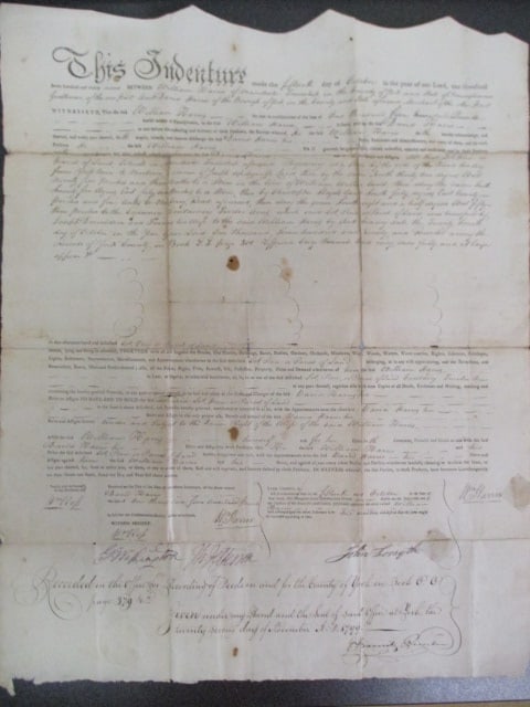 George Washington and Thomas Jefferson Signed Full Deed Document Dated October 15, 1799 – 22” (1 of 9)