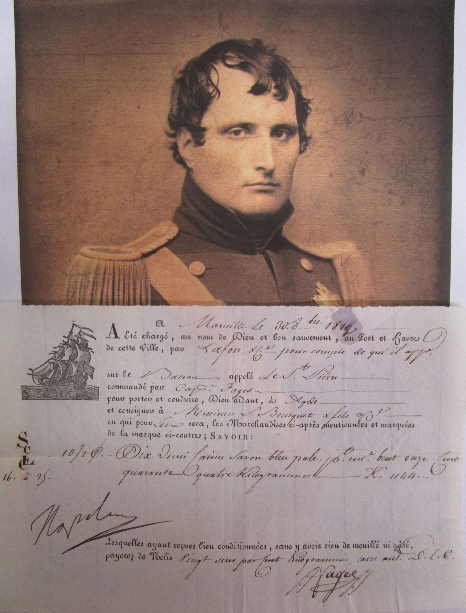 Napoleon Bonaparte Signed Ship’s Receipt Dated 1802 with Certificate (1 of 4)