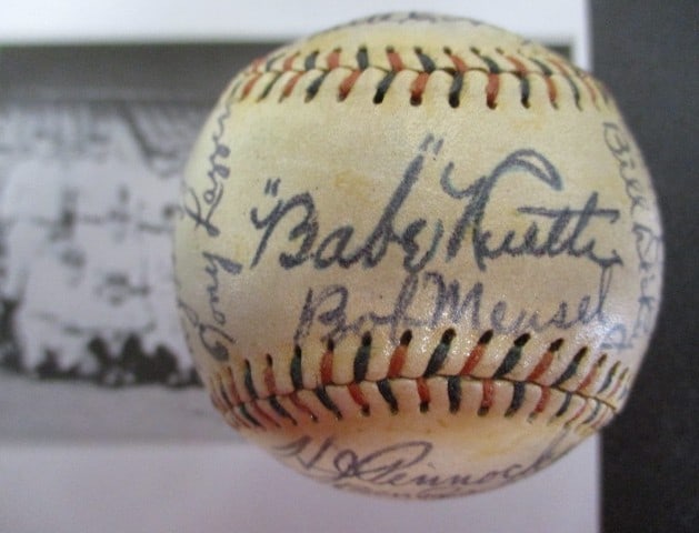 1928 New York Yankees Team-Signed Baseball Featuring Ruth & Gehrig with Certificate (1 of 7)