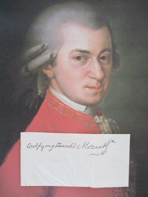 Wolfgang Amadeus Mozart Signed Partial Cut Document with Certificate of Authenticity (1 of 2)