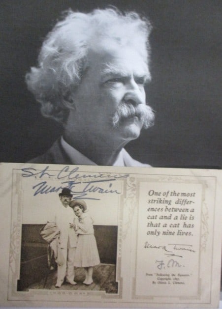 Samuel Clemens (Mark Twain) – Signed Postcard with Certificate of Authenticity (1 of 3)