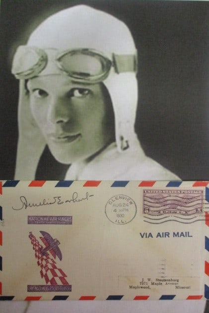 Amelia Earhart – Signed Airmail Envelope with Certificate of Authenticity (1 of 3)