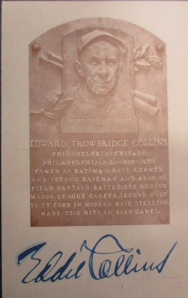 Eddie Collins Signed Hall of Fame Postcard with Certificate (1 of 2)