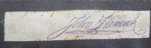 Iconic John Hancock Signed Partial Cut Document with Certificate (1 of 2)